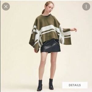 NWT Maje Wool Blend Olive Green Poncho